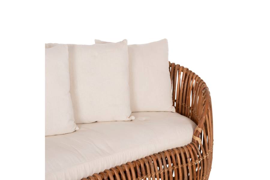 ΚΑΝΑΠΕΣ-ΑΝΑΚΛΙΝΤΡΟ LANTRY HM5991 ΦΥΣΙΚΟ RATTAN- ΛΕΥΚΑ ΜΑΞΙΛΑΡΙΑ 215x60x78Yεκ.