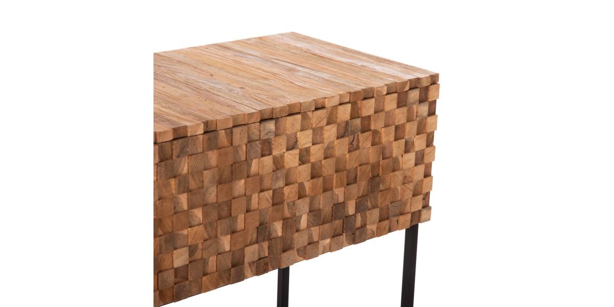 ΚΟΝΣΟΛΑ ΜΕ ΣΥΡΤΑΡΙΑ JORDI HM9801 ΞΥΛΟ TEAK ΦΥΣΙΚΟ-ΜΑΥΡΗ ΜΕΤΑΛΛΙΚΗ ΒΑΣΗ 180x43x79Υεκ.