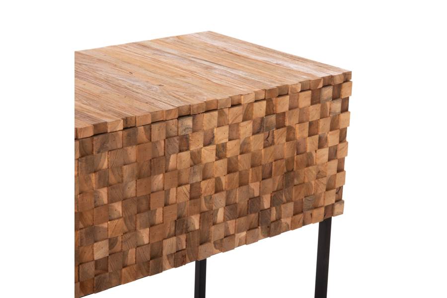 ΚΟΝΣΟΛΑ ΜΕ ΣΥΡΤΑΡΙΑ JORDI HM9801 ΞΥΛΟ TEAK ΦΥΣΙΚΟ-ΜΑΥΡΗ ΜΕΤΑΛΛΙΚΗ ΒΑΣΗ 180x43x79Υεκ.