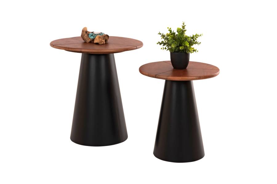 ΒΟΗΘΗΤΙΚΑ ΤΡΑΠΕΖΑΚΙΑ 2ΤΜΧ SUNNI HM9669 ΜΕΤΑΛΛΟ ΜΑΥΡΟ-MANGO TOP Φ48,5 & Φ39,5 εκ.