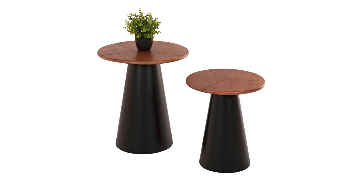 ΒΟΗΘΗΤΙΚΑ ΤΡΑΠΕΖΑΚΙΑ 2ΤΜΧ SUNNI HM9669 ΜΕΤΑΛΛΟ ΜΑΥΡΟ-MANGO TOP Φ48,5 & Φ39,5 εκ.