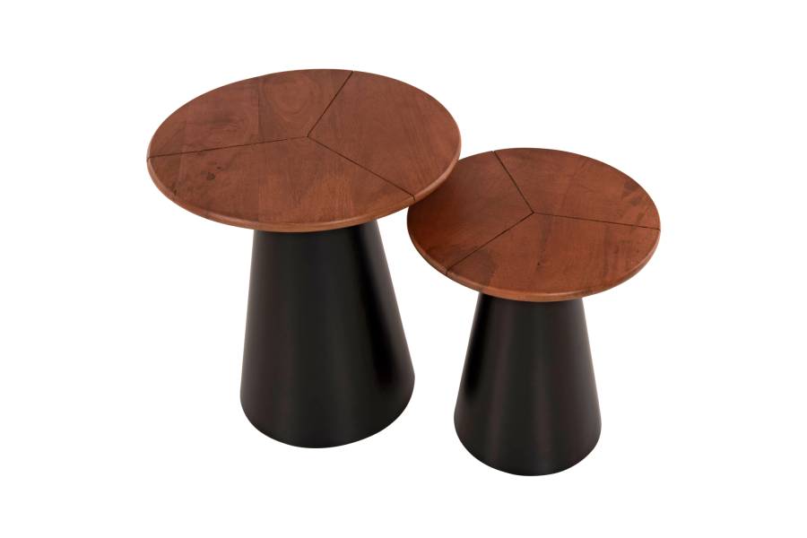 ΒΟΗΘΗΤΙΚΑ ΤΡΑΠΕΖΑΚΙΑ 2ΤΜΧ SUNNI HM9669 ΜΕΤΑΛΛΟ ΜΑΥΡΟ-MANGO TOP Φ48,5 & Φ39,5 εκ.