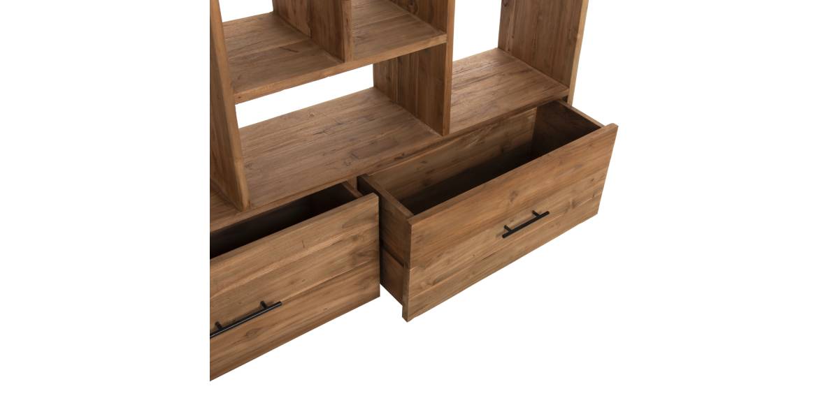 ΒΙΒΛΙΟΘΗΚΗ ROMULUS HM9803 ΑΝΑΚΥΚΛΩΜΕΝΟ ΞΥΛΟ ΤΕΑΚ ΜΕ 2 ΣΥΡΤΑΡΙΑ 140x30x210,5Yεκ.