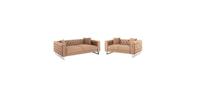ΣΕΤ ΣΑΛΟΝΙ 2ΤΜΧ MOBAR τ.CHESTERFIELD HM11936.03 ΜΠΕΖ ΒΕΛΟΥΔΟ-ΜΕΤΑΛ.ΠΟΔΙΑ