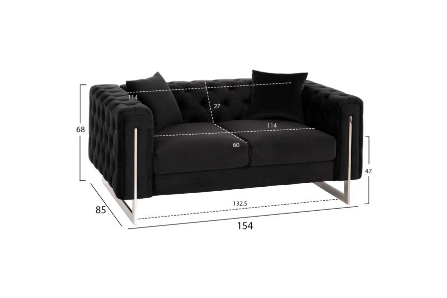 ΣΕΤ ΣΑΛΟΝΙ 2ΤΜΧ MOBAR τ.CHESTERFIELD HM11936.04 ΜΑΥΡΟ ΒΕΛΟΥΔΟ-ΜΕΤΑΛ.ΠΟΔΙΑ