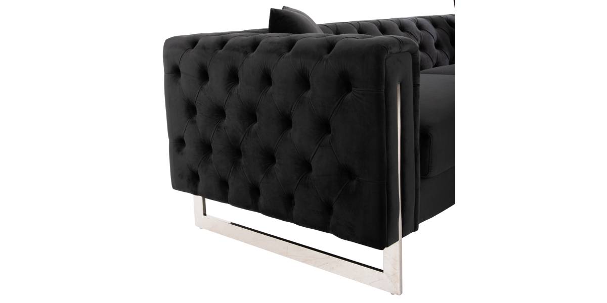 ΣΕΤ ΣΑΛΟΝΙ 2ΤΜΧ MOBAR τ.CHESTERFIELD HM11936.04 ΜΑΥΡΟ ΒΕΛΟΥΔΟ-ΜΕΤΑΛ.ΠΟΔΙΑ