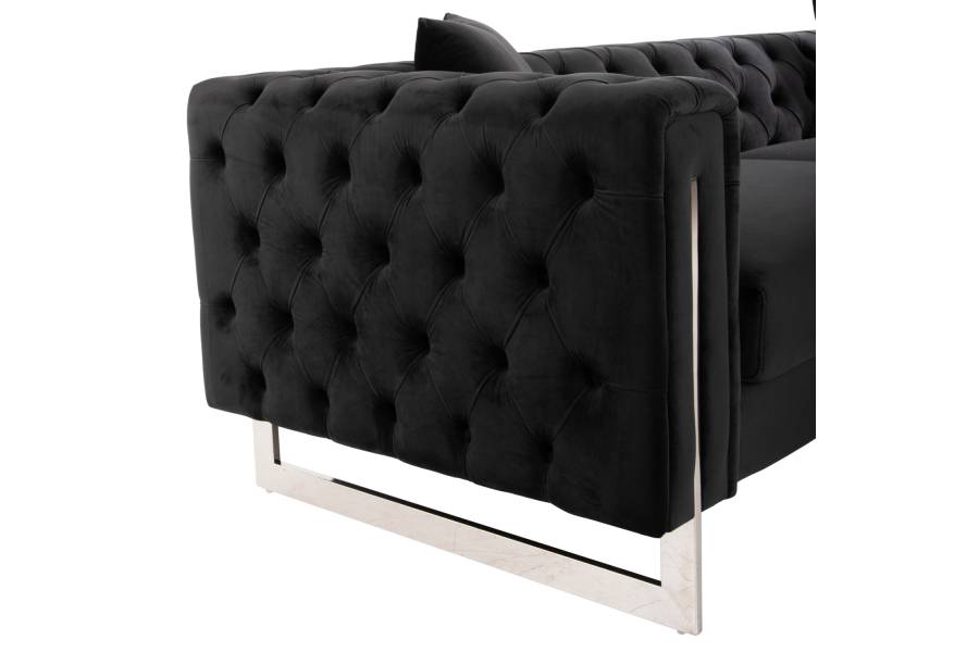 ΣΕΤ ΣΑΛΟΝΙ 2ΤΜΧ MOBAR τ.CHESTERFIELD HM11936.04 ΜΑΥΡΟ ΒΕΛΟΥΔΟ-ΜΕΤΑΛ.ΠΟΔΙΑ