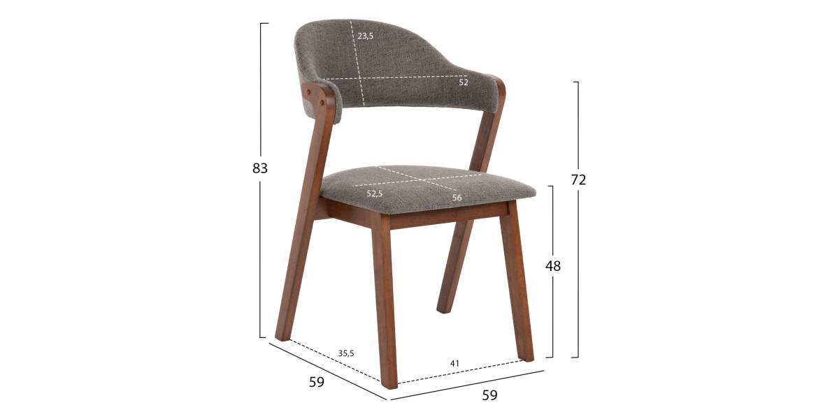 ΚΑΡΕΚΛΑ RIDER HM9734.01 RUBBERWOOD ΣΕ ΚΑΡΥΔΙ-ΥΦΑΣΜΑ ΓΚΡΙ 59x59x83Yεκ.
