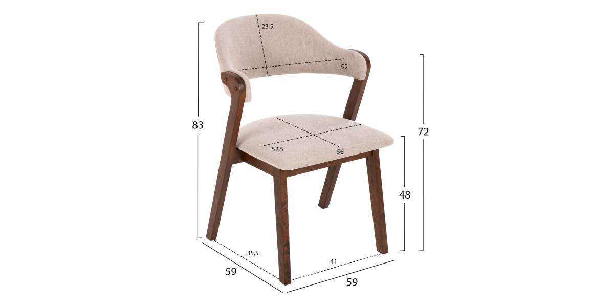 ΚΑΡΕΚΛΑ RIDER HM9734.02 RUBBERWOOD ΣΕ ΚΑΡΥΔΙ-ΥΦΑΣΜΑ ΕΚΡΟΥ 59x59x83Yεκ.