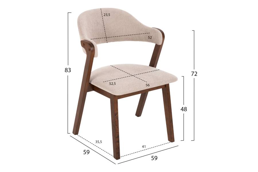 ΚΑΡΕΚΛΑ RIDER HM9734.02 RUBBERWOOD ΣΕ ΚΑΡΥΔΙ-ΥΦΑΣΜΑ ΕΚΡΟΥ 59x59x83Yεκ.