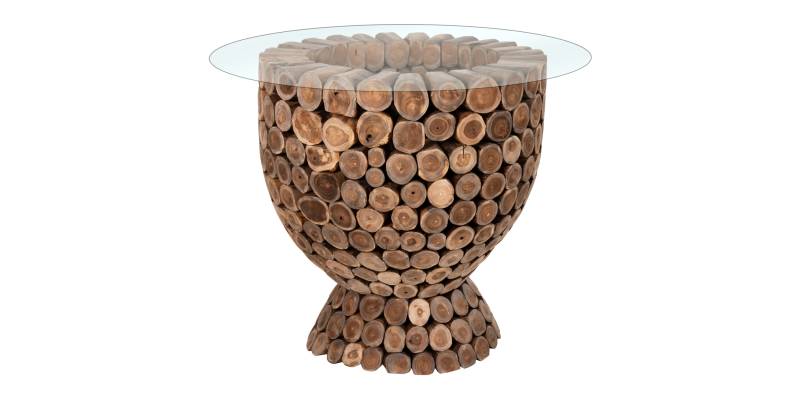 ΤΡΑΠΕΖΙ BAR ΣΤΡΟΓΓΥΛΟ LEEROY HM9806 KOMMATIA ΞΥΛΟΥ TEAK Φ900x103Υεκ.
