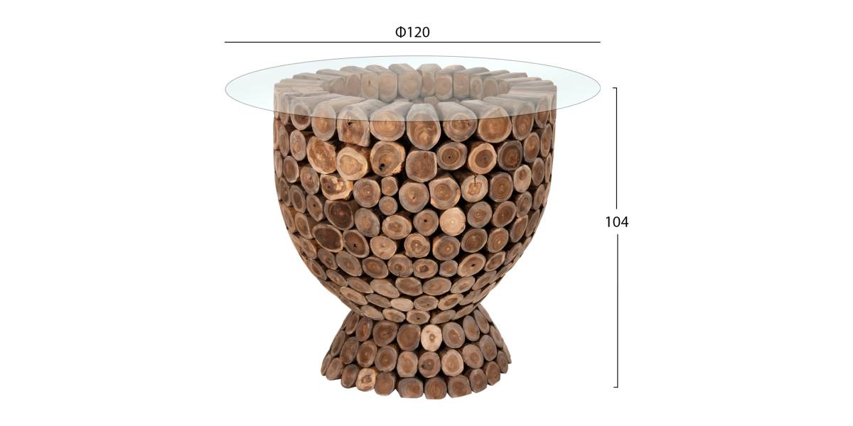 ΤΡΑΠΕΖΙ BAR ΣΤΡΟΓΓΥΛΟ LEEROY HM9806 KOMMATIA ΞΥΛΟΥ TEAK Φ900x103Υεκ.