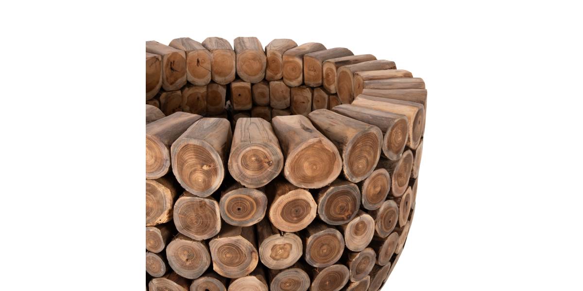ΤΡΑΠΕΖΙ BAR ΣΤΡΟΓΓΥΛΟ LEEROY HM9806 KOMMATIA ΞΥΛΟΥ TEAK Φ900x103Υεκ.
