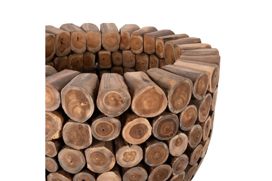 ΤΡΑΠΕΖΙ BAR ΣΤΡΟΓΓΥΛΟ LEEROY HM9806 KOMMATIA ΞΥΛΟΥ TEAK Φ900x103Υεκ.