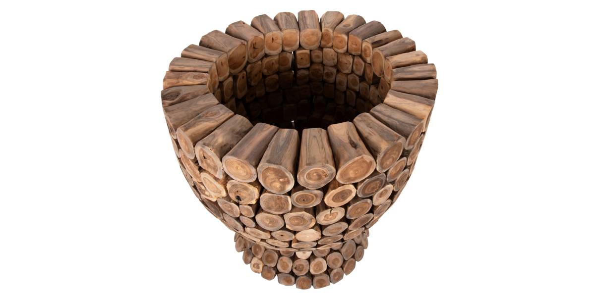 ΤΡΑΠΕΖΙ BAR ΣΤΡΟΓΓΥΛΟ LEEROY HM9806 KOMMATIA ΞΥΛΟΥ TEAK Φ900x103Υεκ.