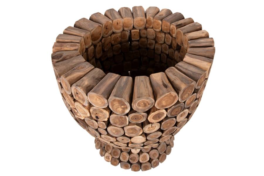 ΤΡΑΠΕΖΙ BAR ΣΤΡΟΓΓΥΛΟ LEEROY HM9806 KOMMATIA ΞΥΛΟΥ TEAK Φ900x103Υεκ.