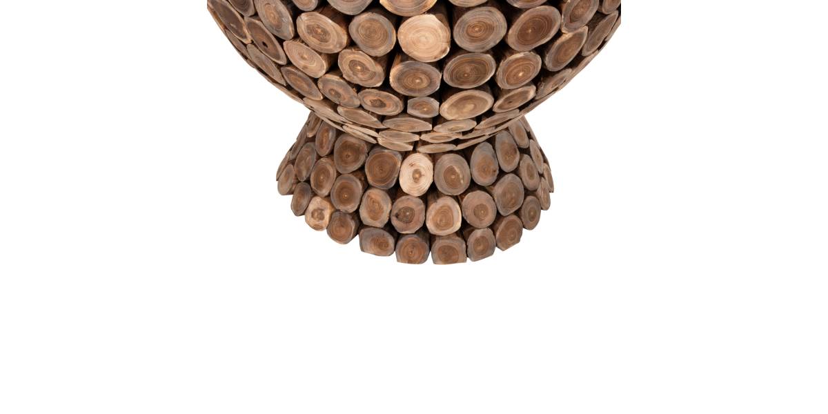 ΤΡΑΠΕΖΙ BAR ΣΤΡΟΓΓΥΛΟ LEEROY HM9806 KOMMATIA ΞΥΛΟΥ TEAK Φ900x103Υεκ.