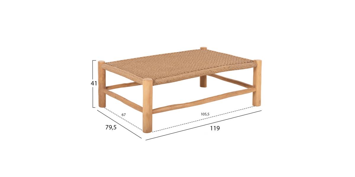 ΤΡΑΠΕΖΙ ΣΑΛΟΝΙΟΥ LONDER HM5985 ΞΥΛΟ ΤΕΑΚ- ΣΥΝΘΕΤΙΚΟ RATTAN-ΦΥΣΙΚΟ 119x79,5x41Yεκ.