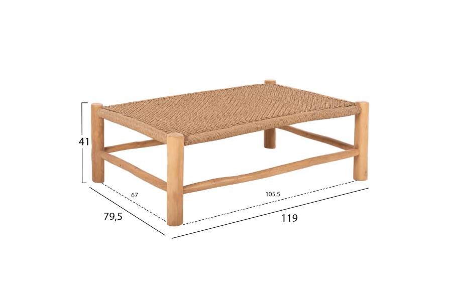 ΤΡΑΠΕΖΙ ΣΑΛΟΝΙΟΥ LONDER HM5985 ΞΥΛΟ ΤΕΑΚ- ΣΥΝΘΕΤΙΚΟ RATTAN-ΦΥΣΙΚΟ 119x79,5x41Yεκ.