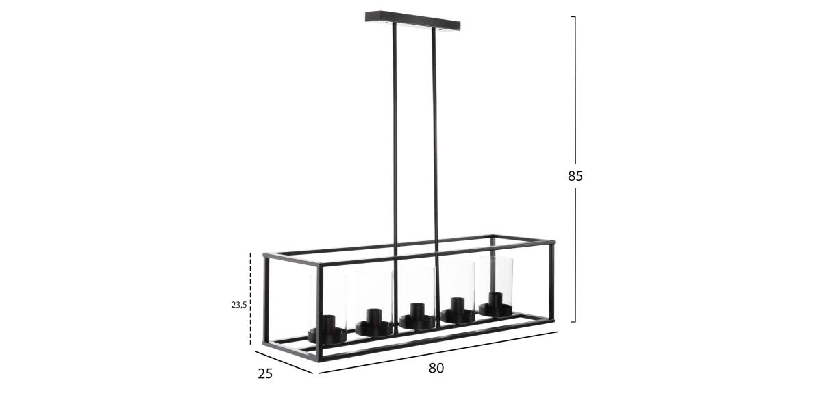ΦΩΤΙΣΤΙΚΟ ΟΡΟΦΗΣ ΚΡΕΜΑΣΤΟ HM4082 ΜΑΥΡΟ ΜΕΤΑΛΛΟ ΚΑΙ ΓΥΑΛΙ 80x25x23,5-85Yεκ.