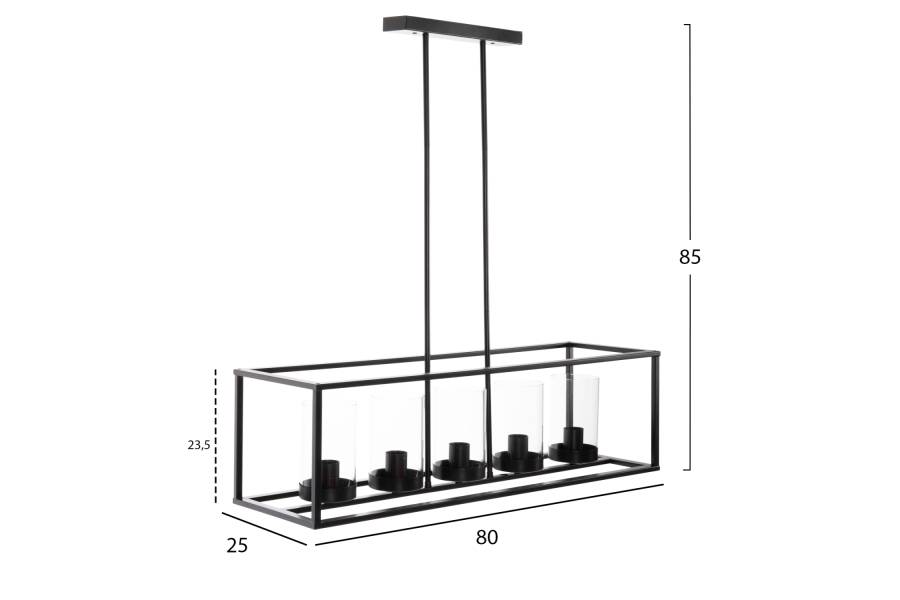 ΦΩΤΙΣΤΙΚΟ ΟΡΟΦΗΣ ΚΡΕΜΑΣΤΟ HM4082 ΜΑΥΡΟ ΜΕΤΑΛΛΟ ΚΑΙ ΓΥΑΛΙ 80x25x23,5-85Yεκ.