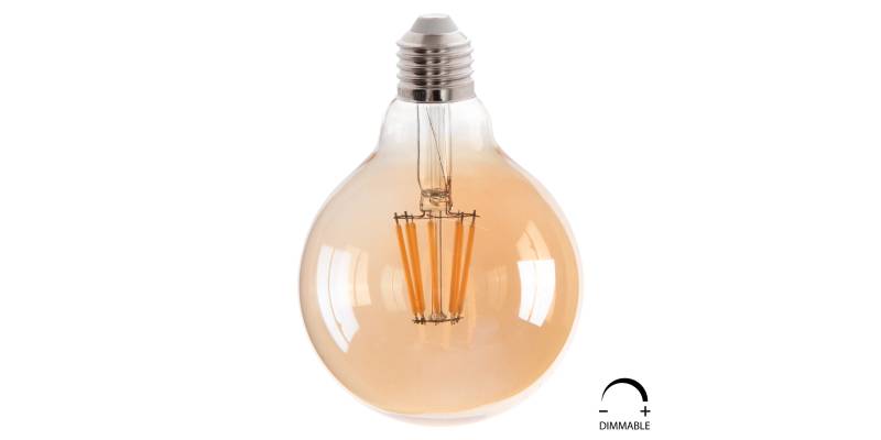ΛΑΜΠΤΗΡΑΣ GLOBO LED FILAMENT 8W E27 2700K ΧΡΥΣΟ DIMMABLE HM4050.02