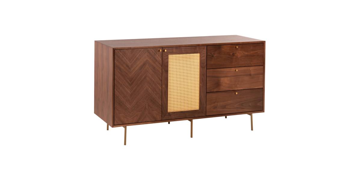 ΜΠΟΥΦΕΣ MEEN HM9735 MDF ΜΕ ΦΥΣΙΚΟ ΚΑΠΛΑΜΑ ΚΑΡΥΔΙΑΣ-ΧΡΥΣΑ ΜΕΤΑΛΛΙΚΑ ΠΟΔΙΑ 150x40x80Υεκ