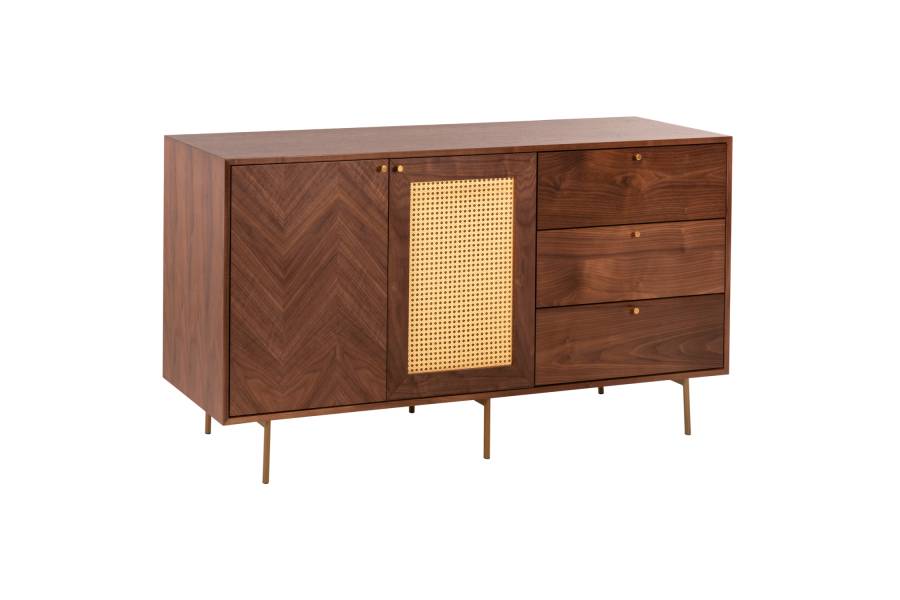 ΜΠΟΥΦΕΣ MEEN HM9735 MDF ΜΕ ΦΥΣΙΚΟ ΚΑΠΛΑΜΑ ΚΑΡΥΔΙΑΣ-ΧΡΥΣΑ ΜΕΤΑΛΛΙΚΑ ΠΟΔΙΑ 150x40x80Υεκ