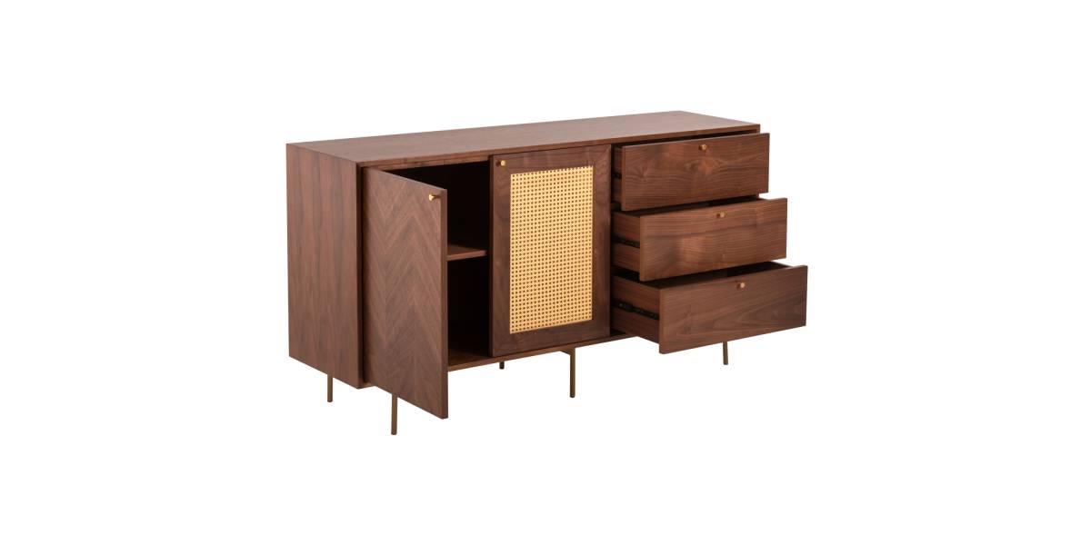 ΜΠΟΥΦΕΣ MEEN HM9735 MDF ΜΕ ΦΥΣΙΚΟ ΚΑΠΛΑΜΑ ΚΑΡΥΔΙΑΣ-ΧΡΥΣΑ ΜΕΤΑΛΛΙΚΑ ΠΟΔΙΑ 150x40x80Υεκ