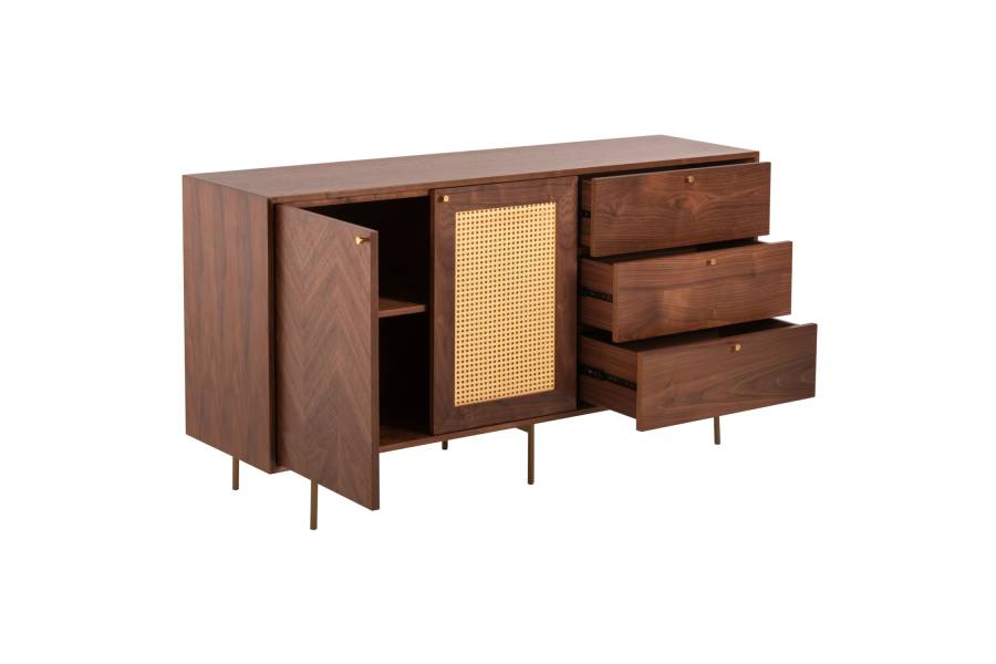 ΜΠΟΥΦΕΣ MEEN HM9735 MDF ΜΕ ΦΥΣΙΚΟ ΚΑΠΛΑΜΑ ΚΑΡΥΔΙΑΣ-ΧΡΥΣΑ ΜΕΤΑΛΛΙΚΑ ΠΟΔΙΑ 150x40x80Υεκ