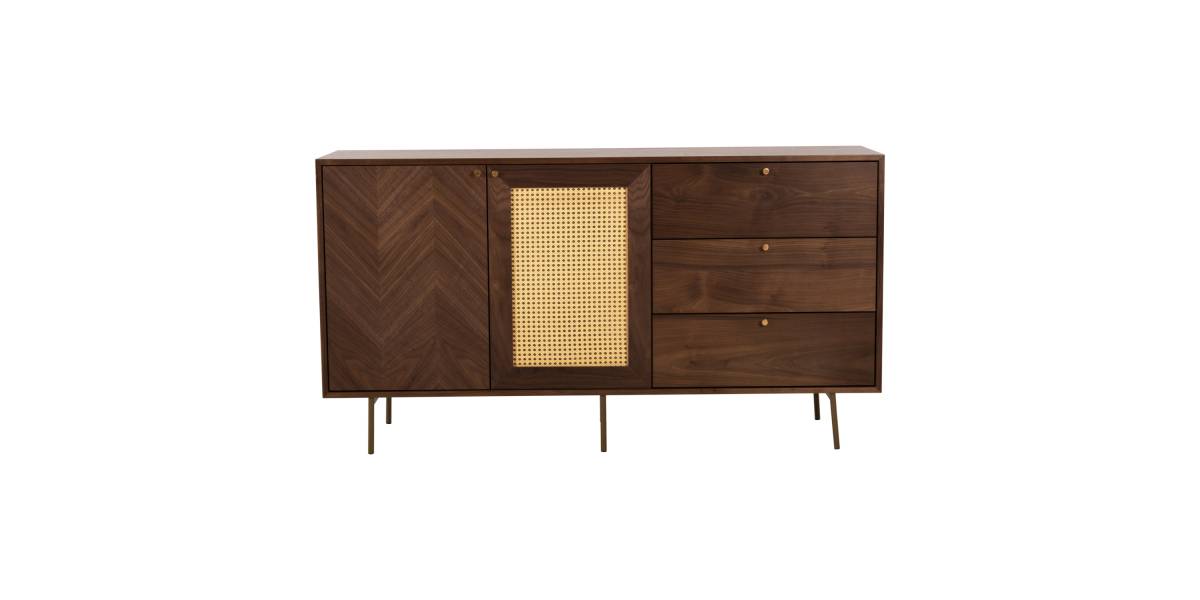 ΜΠΟΥΦΕΣ MEEN HM9735 MDF ΜΕ ΦΥΣΙΚΟ ΚΑΠΛΑΜΑ ΚΑΡΥΔΙΑΣ-ΧΡΥΣΑ ΜΕΤΑΛΛΙΚΑ ΠΟΔΙΑ 150x40x80Υεκ