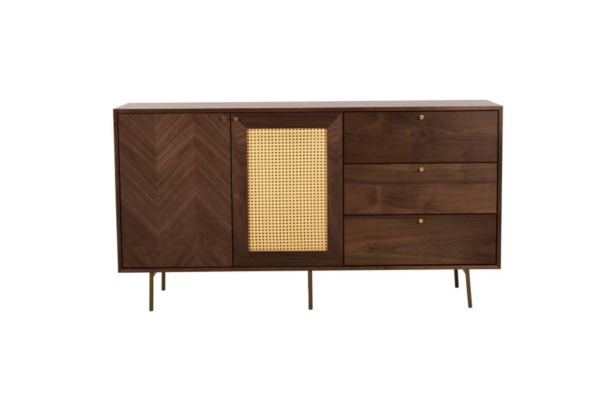 ΜΠΟΥΦΕΣ MEEN HM9735 MDF ΜΕ ΦΥΣΙΚΟ ΚΑΠΛΑΜΑ ΚΑΡΥΔΙΑΣ-ΧΡΥΣΑ ΜΕΤΑΛΛΙΚΑ ΠΟΔΙΑ 150x40x80Υεκ