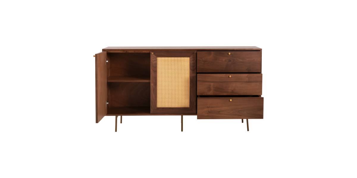 ΜΠΟΥΦΕΣ MEEN HM9735 MDF ΜΕ ΦΥΣΙΚΟ ΚΑΠΛΑΜΑ ΚΑΡΥΔΙΑΣ-ΧΡΥΣΑ ΜΕΤΑΛΛΙΚΑ ΠΟΔΙΑ 150x40x80Υεκ