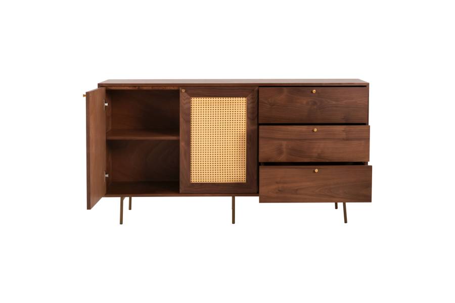 ΜΠΟΥΦΕΣ MEEN HM9735 MDF ΜΕ ΦΥΣΙΚΟ ΚΑΠΛΑΜΑ ΚΑΡΥΔΙΑΣ-ΧΡΥΣΑ ΜΕΤΑΛΛΙΚΑ ΠΟΔΙΑ 150x40x80Υεκ