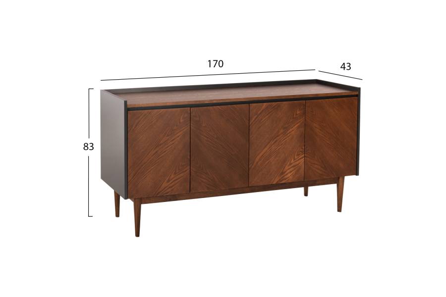 ΜΠΟΥΦΕΣ BEEN HM9740 MDF ΣΕ ΣΚΟΥΡΟ ΓΚΡΙ & ΚΑΡΥΔΙ ΚΑΠΛΑΜΑ 170x43x83Υεκ.