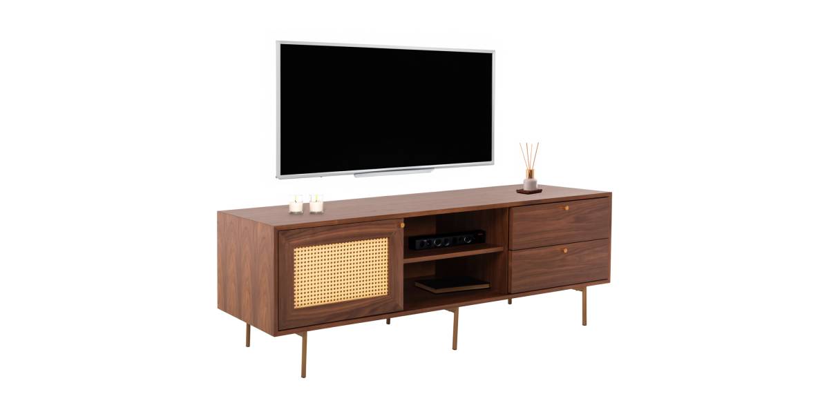 ΕΠΙΠΛΟ ΤΗΛΕΟΡΑΣΗΣ MEEN HM9736 MDF ΜΕ ΚΑΠΛΑΜΑ ΚΑΡΥΔΙΑΣ-ΧΡΥΣΑ ΠΟΔΙΑ 160x40x52Υεκ.
