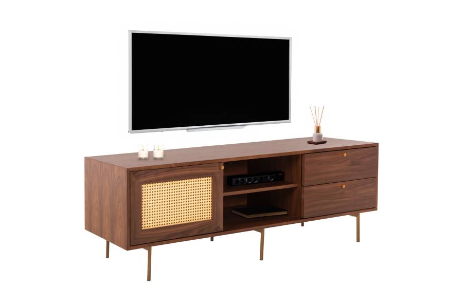 ΕΠΙΠΛΟ ΤΗΛΕΟΡΑΣΗΣ MEEN HM9736 MDF ΜΕ ΚΑΠΛΑΜΑ ΚΑΡΥΔΙΑΣ-ΧΡΥΣΑ ΠΟΔΙΑ 160x40x52Υεκ.