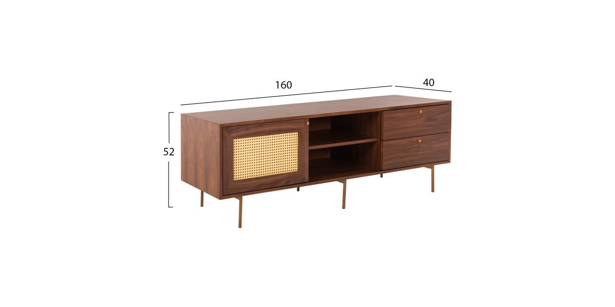 ΕΠΙΠΛΟ ΤΗΛΕΟΡΑΣΗΣ MEEN HM9736 MDF ΜΕ ΚΑΠΛΑΜΑ ΚΑΡΥΔΙΑΣ-ΧΡΥΣΑ ΠΟΔΙΑ 160x40x52Υεκ.