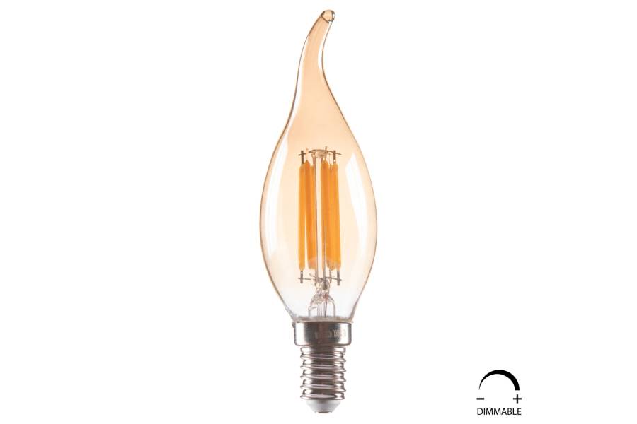 ΛΑΜΠΤΗΡΑΣ HM4047.02 ΣΤΥΛ ΦΛΟΓΑ LED FILAMENT 6W E14 3000K GOLD DIMMABLE