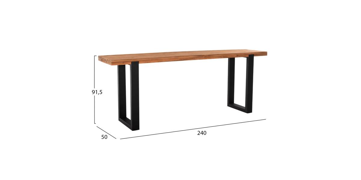 ΚΟΝΣΟΛΑ SHIRE HM9800 ΑΝΑΚΥΚΛΩΜΕΝΟ ΞΥΛΟ TEAK-ΜΑΥΡΕΣ ΜΕΤΑΛΛΙΚΕΣ ΒΑΣΕΙΣ 240x50x90Yεκ