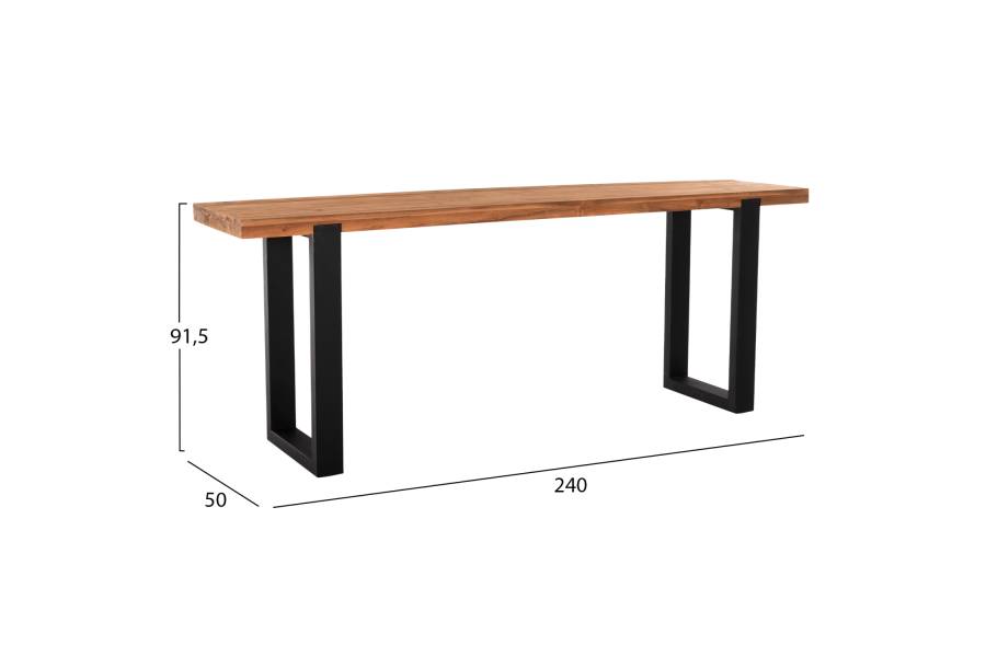 ΚΟΝΣΟΛΑ SHIRE HM9800 ΑΝΑΚΥΚΛΩΜΕΝΟ ΞΥΛΟ TEAK-ΜΑΥΡΕΣ ΜΕΤΑΛΛΙΚΕΣ ΒΑΣΕΙΣ 240x50x90Yεκ