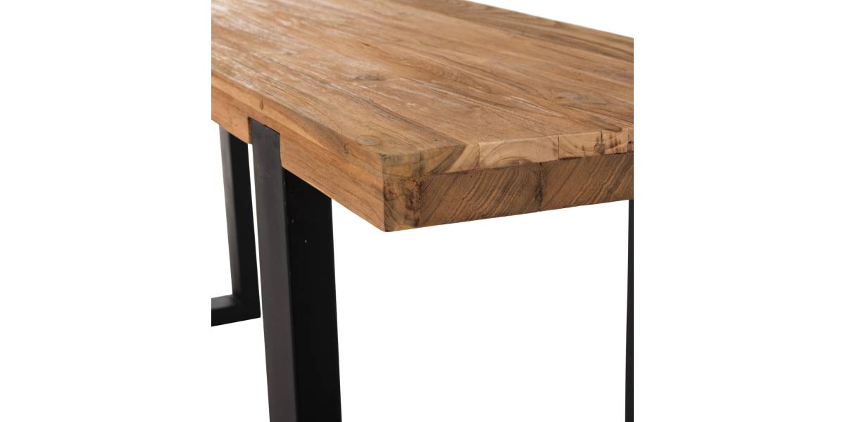 ΚΟΝΣΟΛΑ SHIRE HM9800 ΑΝΑΚΥΚΛΩΜΕΝΟ ΞΥΛΟ TEAK-ΜΑΥΡΕΣ ΜΕΤΑΛΛΙΚΕΣ ΒΑΣΕΙΣ 240x50x90Yεκ