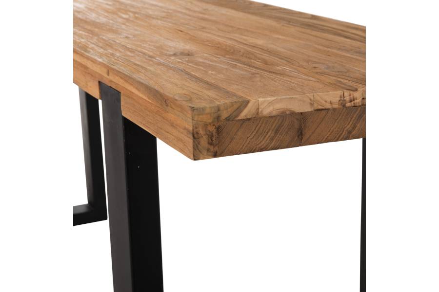 ΚΟΝΣΟΛΑ SHIRE HM9800 ΑΝΑΚΥΚΛΩΜΕΝΟ ΞΥΛΟ TEAK-ΜΑΥΡΕΣ ΜΕΤΑΛΛΙΚΕΣ ΒΑΣΕΙΣ 240x50x90Yεκ
