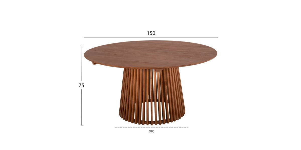 ΤΡΑΠΕΖΙ ΤΡΑΠΕΖΑΡΙΑΣ FRANTZ HM9457.11 ΜΑΣΙΦ MINDI ΞΥΛΟ ΣΕ ΦΥΣΙΚΟ Φ150x75Υεκ.