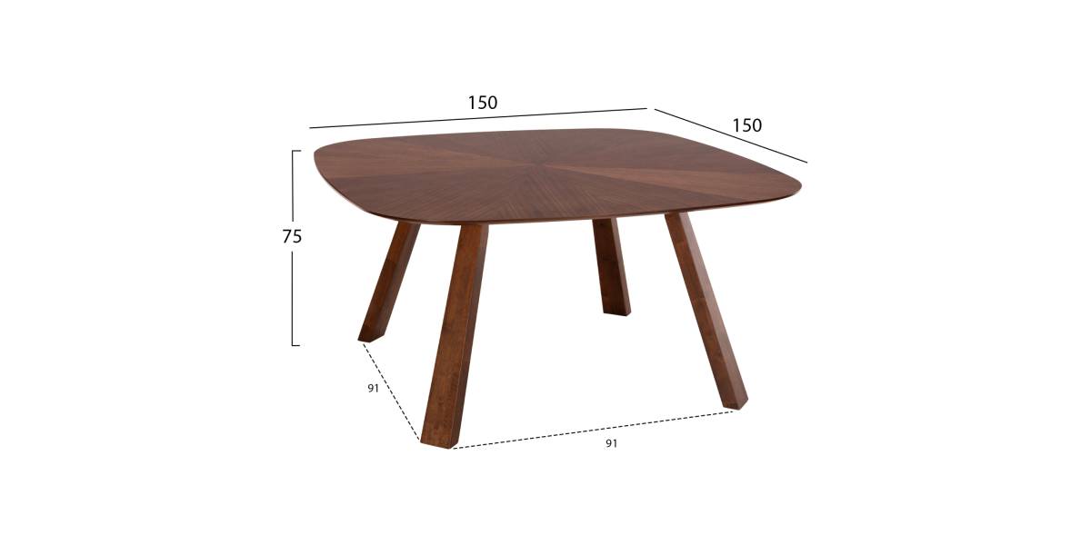 ΤΡΑΠΕΖΙ ΤΡΑΠΕΖΑΡΙΑΣ RINER HM9733 MDF ΜΕ ΚΑΠΛΑΜΑ ΚΑΡΥΔΙΑΣ 150x150x75Υ εκ.