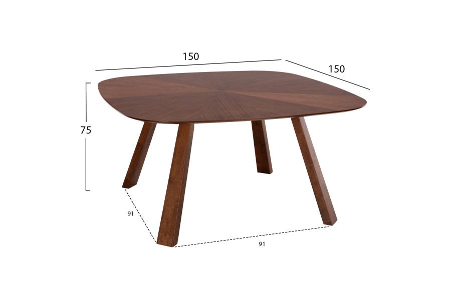 ΤΡΑΠΕΖΙ ΤΡΑΠΕΖΑΡΙΑΣ RINER HM9733 MDF ΜΕ ΚΑΠΛΑΜΑ ΚΑΡΥΔΙΑΣ 150x150x75Υ εκ.