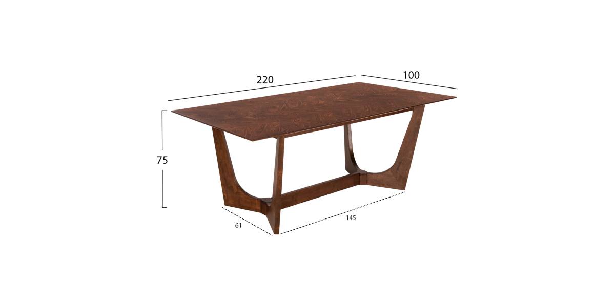 ΤΡΑΠΕΖΙ ΤΡΑΠΕΖΑΡΙΑΣ RIMER HM9742 MDF ΜΕ ΚΑΠΛΑΜΑ ΦΡΑΞΙΝΟΥ-ΚΑΡΥΔΙ ΧΡΩΜΑ 220X100x75Yεκ.