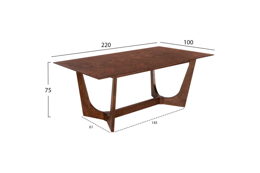 ΤΡΑΠΕΖΙ ΤΡΑΠΕΖΑΡΙΑΣ RIMER HM9742 MDF ΜΕ ΚΑΠΛΑΜΑ ΦΡΑΞΙΝΟΥ-ΚΑΡΥΔΙ ΧΡΩΜΑ 220X100x75Yεκ.