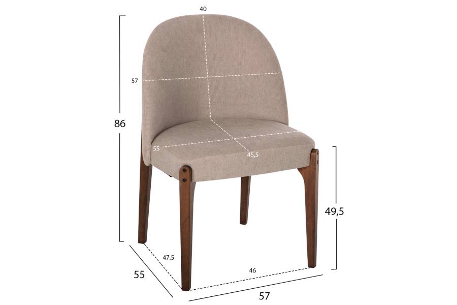 ΚΑΡΕΚΛΑ ΤΡΑΠΕΖΑΡΙΑΣ RAMMER HM9744.02 RUBBERWOOD ΣΕ ΚΑΡΥΔΙ-ΕΚΡΟΥ ΥΦΑΣΜΑ 57x55x86Υεκ.