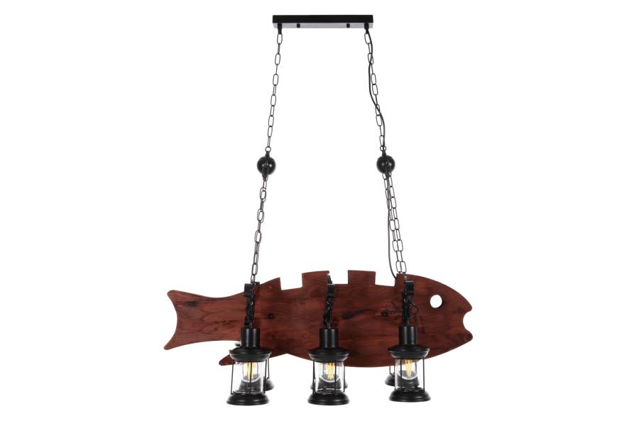 ΦΩΤΙΣΤΙΚΟ ΟΡΟΦΗΣ ΚΡΕΜΑΣΤΟ 6-ΦΩΤΟ HM4118 ΞΥΛΙΝΟ ΨΑΡΙ-ΜΑΥΡΟ ΜΕΤΑΛΛΟ-ΓΥΑΛΙ 95x35x116Υεκ